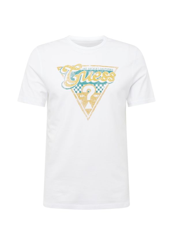 GUESS GUESS Тениска  къри / смарагдово зелено / бяло