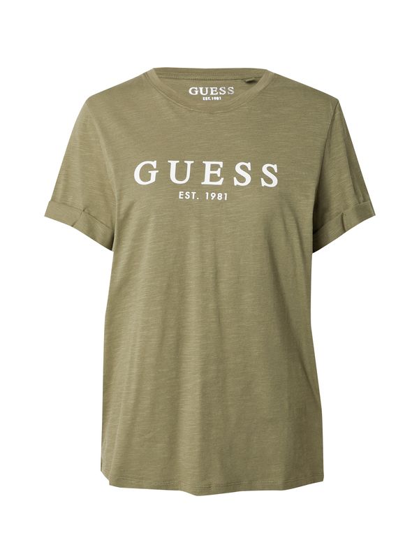 GUESS GUESS Тениска  маслина / бяло