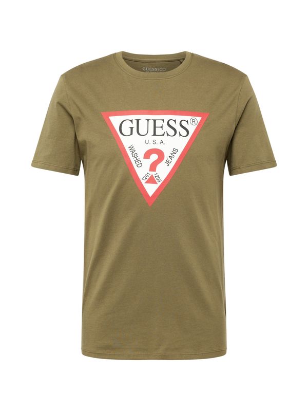 GUESS GUESS Тениска  маслина / червено / черно / бяло