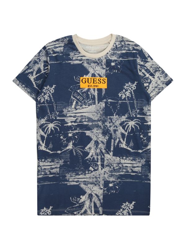 GUESS GUESS Тениска  морскосиньо / шафран / сиво