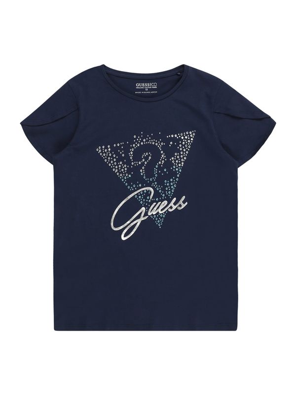 GUESS GUESS Тениска  морскосиньо / сребърно