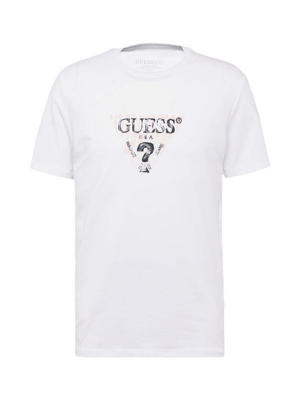 GUESS GUESS Тениска  нейви синьо / бяло