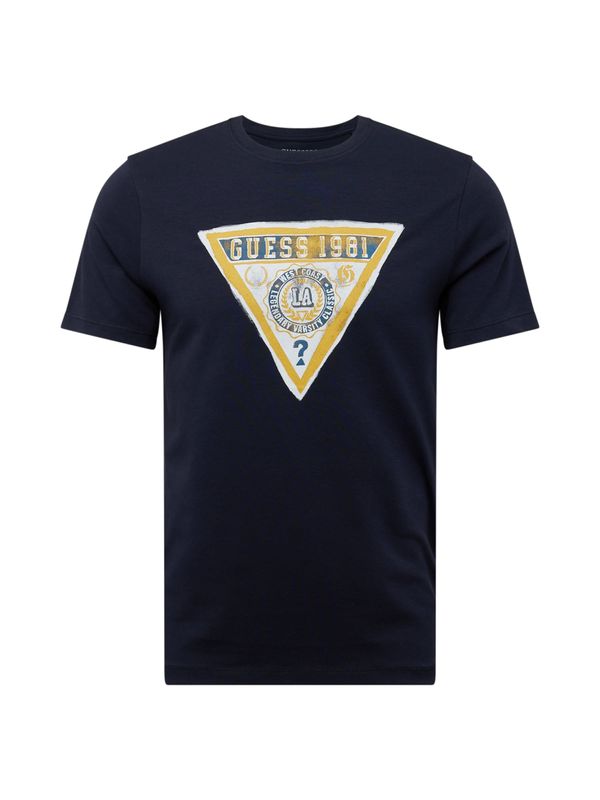 GUESS GUESS Тениска  нощно синьо / жълто / бяло