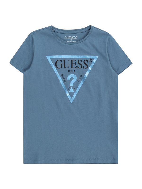 GUESS GUESS Тениска  опушено синьо / светлосиньо / черно