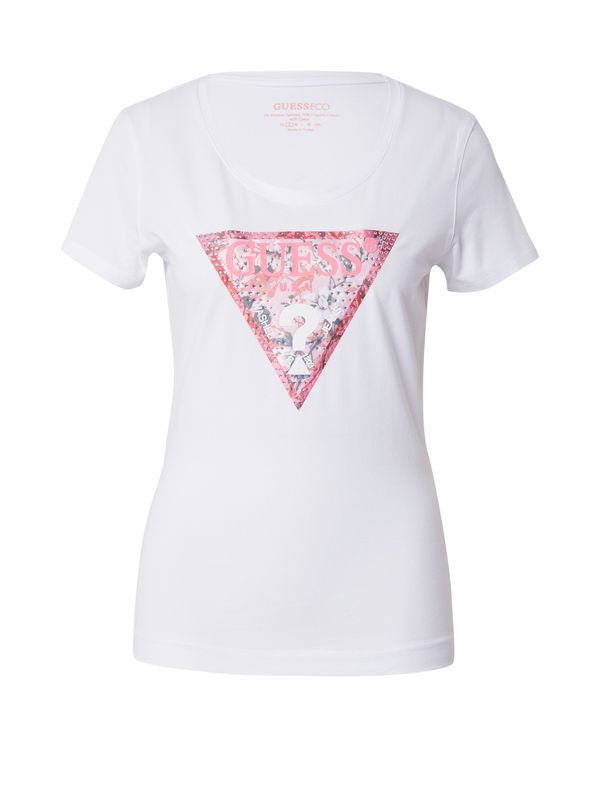GUESS GUESS Тениска  розово / бяло