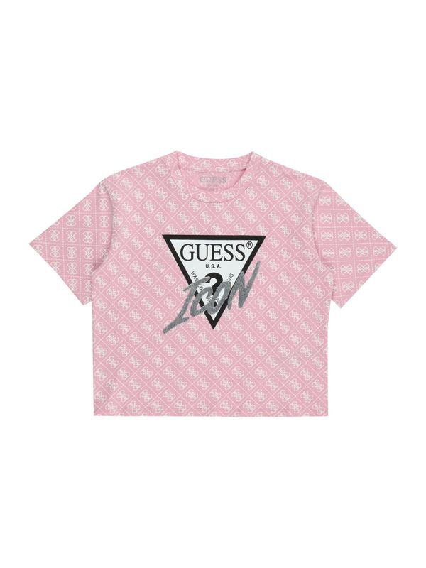 GUESS GUESS Тениска  розово / черно / мръсно бяло
