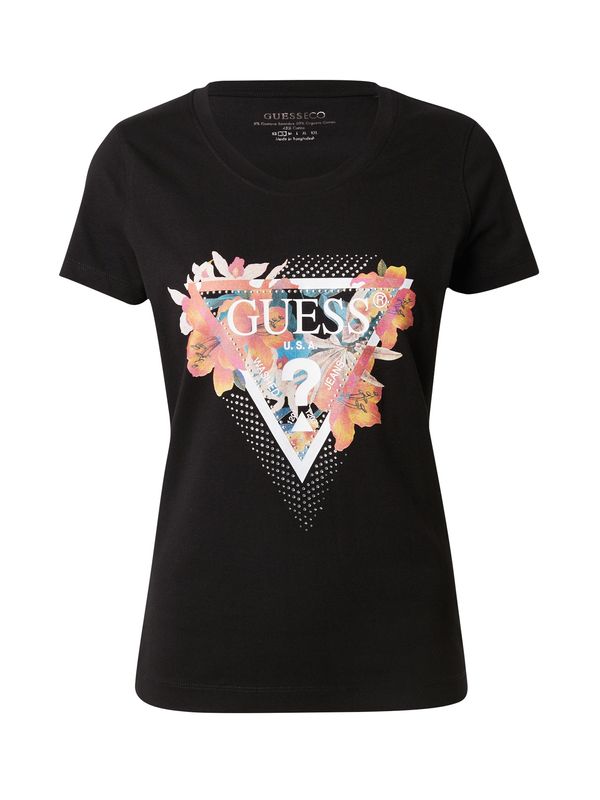 GUESS GUESS Тениска  синьо / оранжево / черно / мръсно бяло