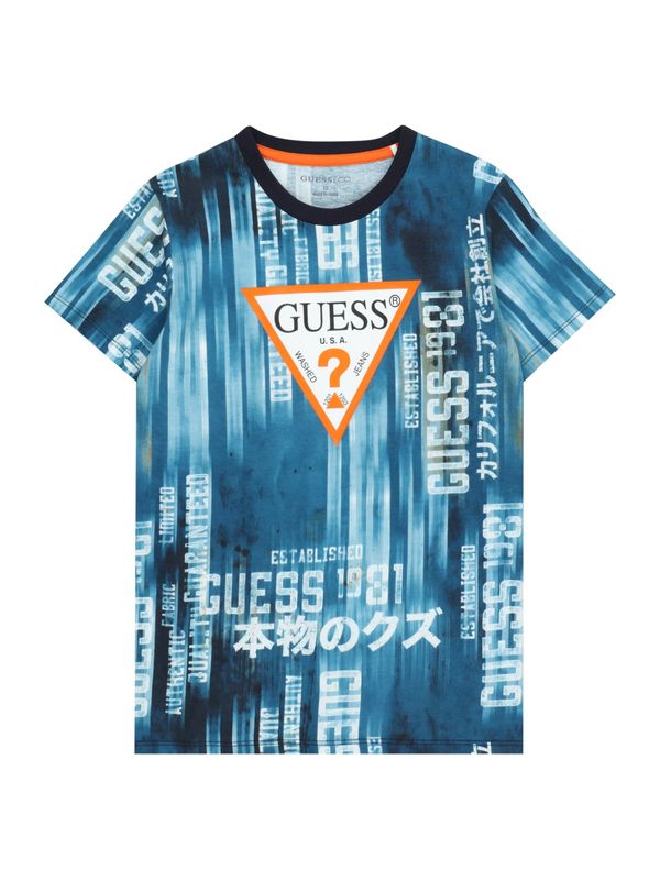 GUESS GUESS Тениска  синьо / тюркоазен / оранжево / бяло