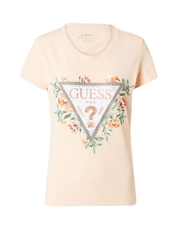 GUESS GUESS Тениска  сиво-кафяво / смарагдово зелено / пастелно розово / бяло