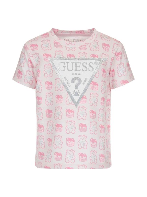 GUESS GUESS Тениска  сребърно сиво / розово / розе / бяло