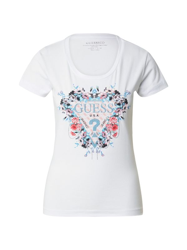 GUESS GUESS Тениска  светлосиньо / червено / черно / бяло