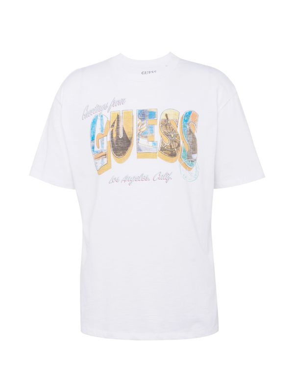 GUESS GUESS Тениска  светлосиньо / шафран / черно / бяло