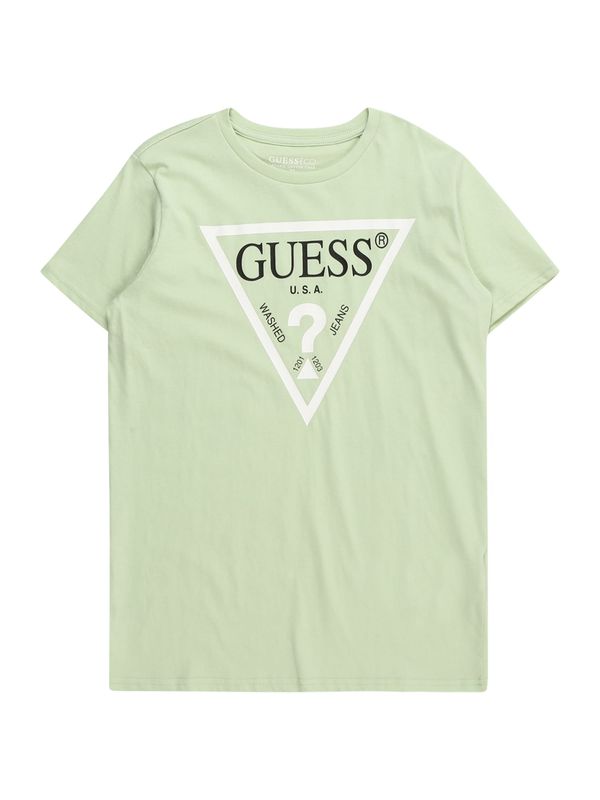 GUESS GUESS Тениска  светлозелено / черно / бяло