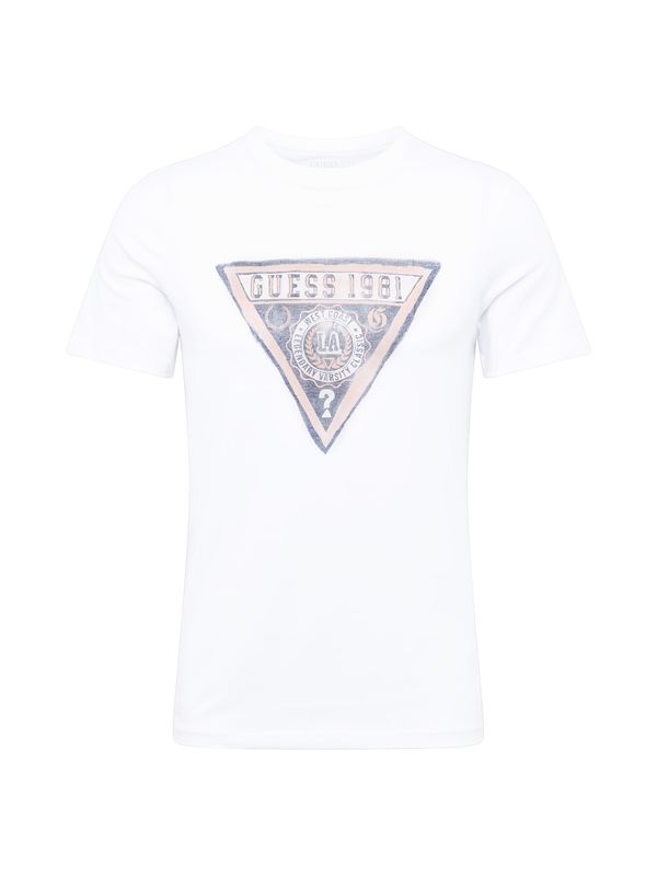 GUESS GUESS Тениска  телесен цвят / синя тинтява / бяло