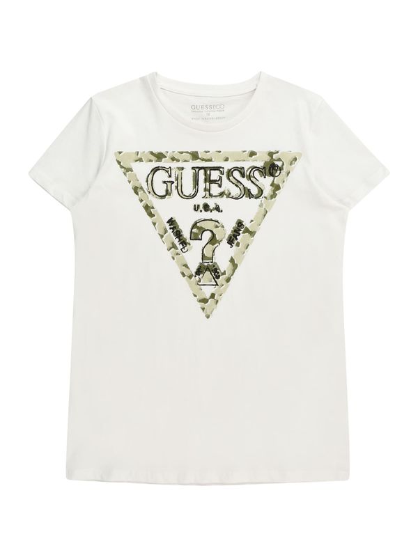 GUESS GUESS Тениска  зелено / черно / бяло