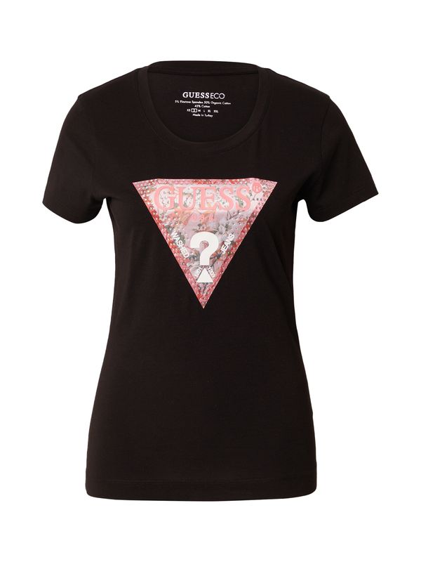GUESS GUESS Тениска  зелено / пепел от рози / черно / бяло