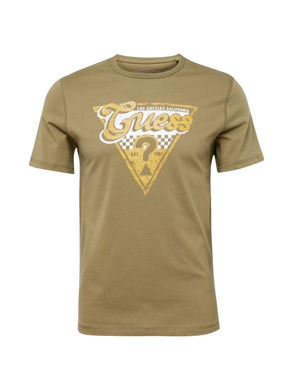 GUESS GUESS Тениска  жълто / маслина / бяло
