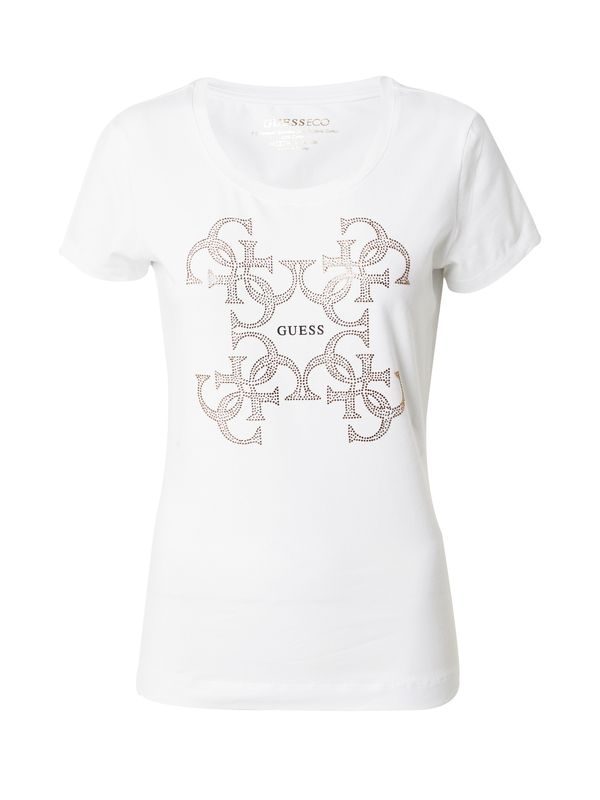 GUESS GUESS Тениска  злато / черно / бяло