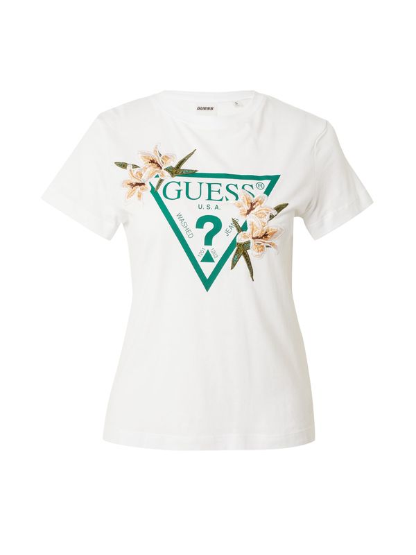 GUESS GUESS Тениска 'ZOEY'  бежово / зелено / бяло