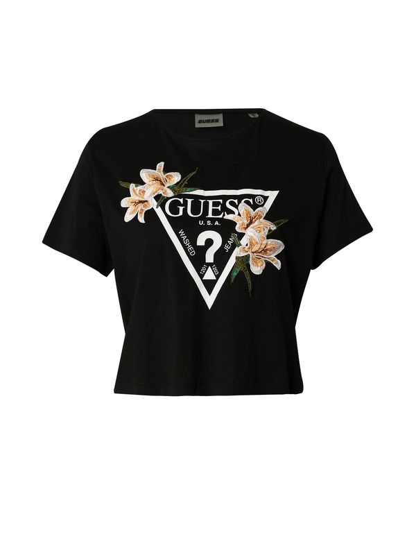 GUESS GUESS Тениска 'ZOEY'  бежово / зелено / черно / бяло