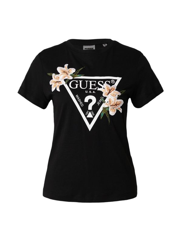 GUESS GUESS Тениска 'ZOEY'  камел / зелен меланж / черно / бяло