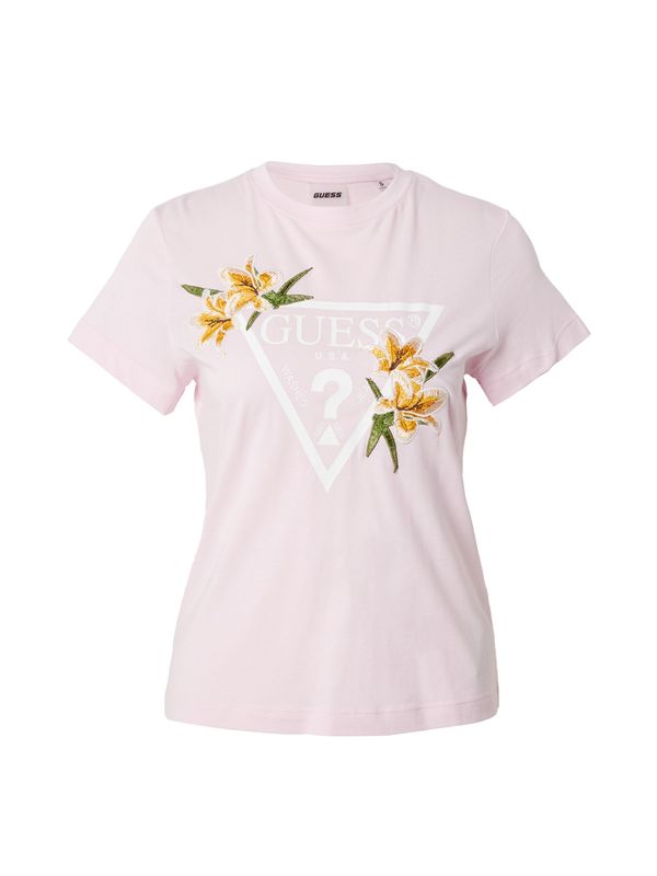 GUESS GUESS Тениска 'ZOEY'  зелено / тъмнооранжево / бледорозово / бяло