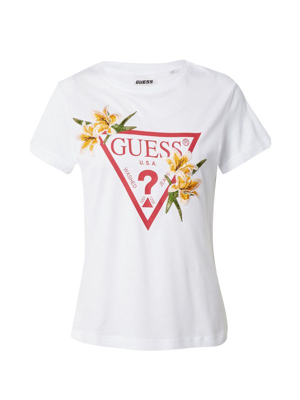 GUESS GUESS Тениска 'ZOEY'  златистожълто / маслина / червено / бяло