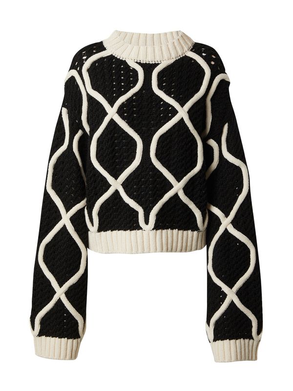 Guido Maria Kretschmer Women Guido Maria Kretschmer Women Пуловер 'Fiona'  черно / естествено бяло