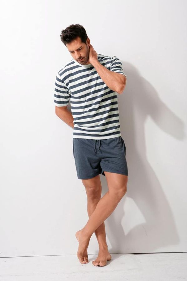 H.I.S H.I.S Къса пижама  тъмносиво / бяло