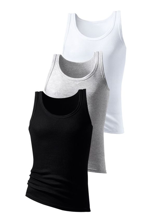 H.I.S H.I.S Тениска  сив меланж / черно / бяло