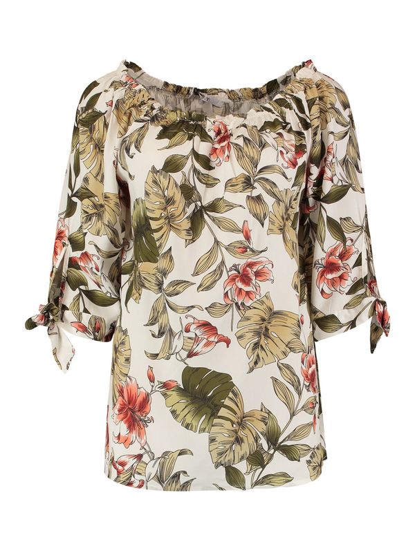 Hailys Hailys Блуза 'Lo44tty'  каки / тъмнозелено / пъпеш / бяло