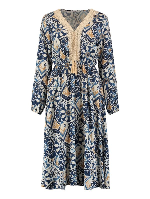 Hailys Hailys Лятна рокля 'Si44ssi'  цвят "пясък" / опушено синьо / тъмносиньо / бяло