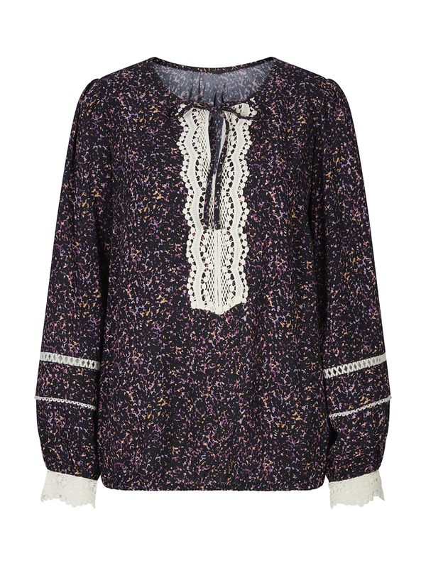 heine heine Блуза  тъмнолилаво / черно / бяло