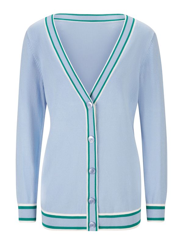 heine heine Плетена жилетка  опушено синьо / смарагдово зелено / бяло