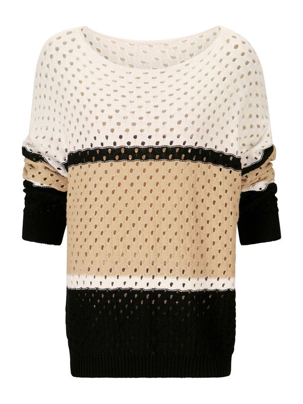 heine heine Пуловер  бежово / светлокафяво / черно