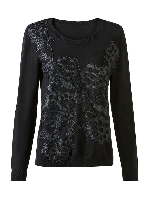 heine heine Пуловер 'Spitzen'  черно