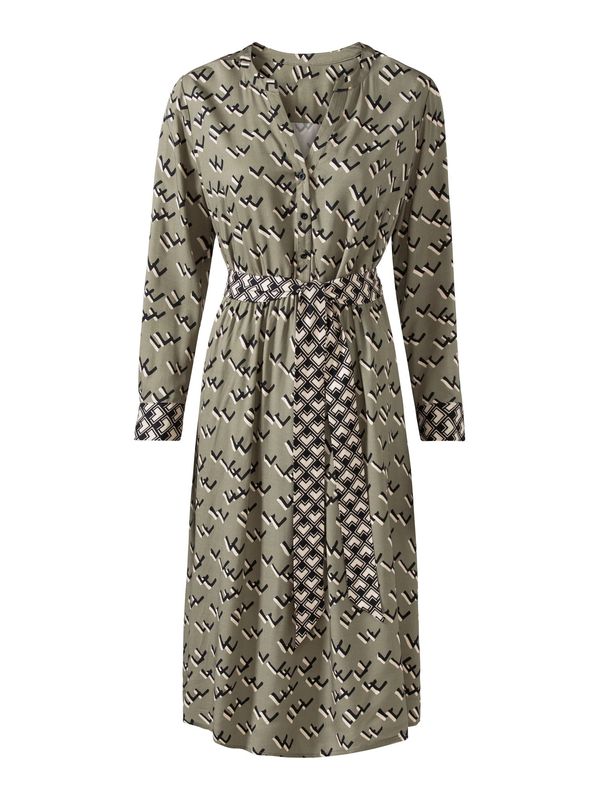 heine heine Рокля тип риза  маслина / бяло