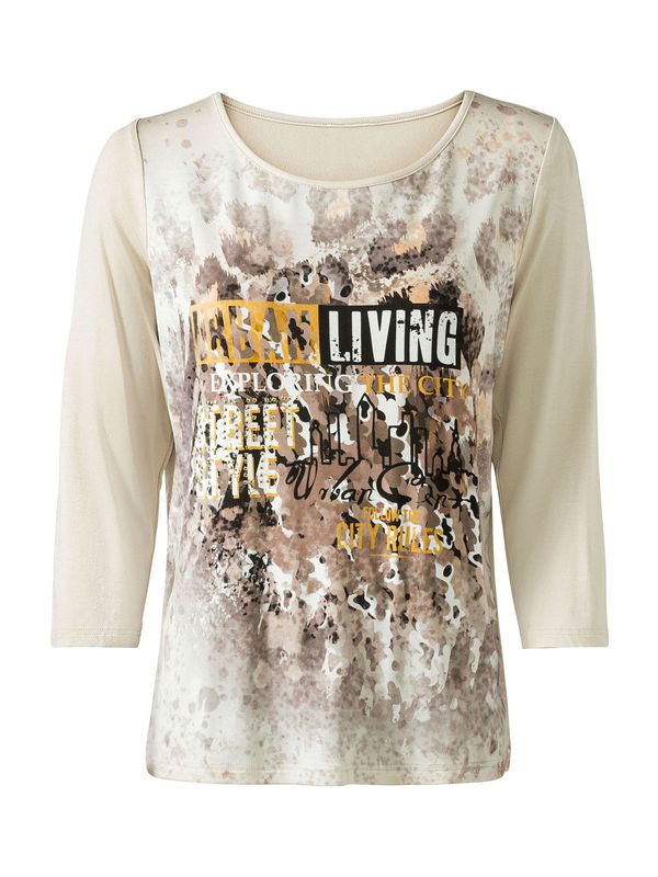 heine heine Тениска  цвят "пясък" / черно / бяло