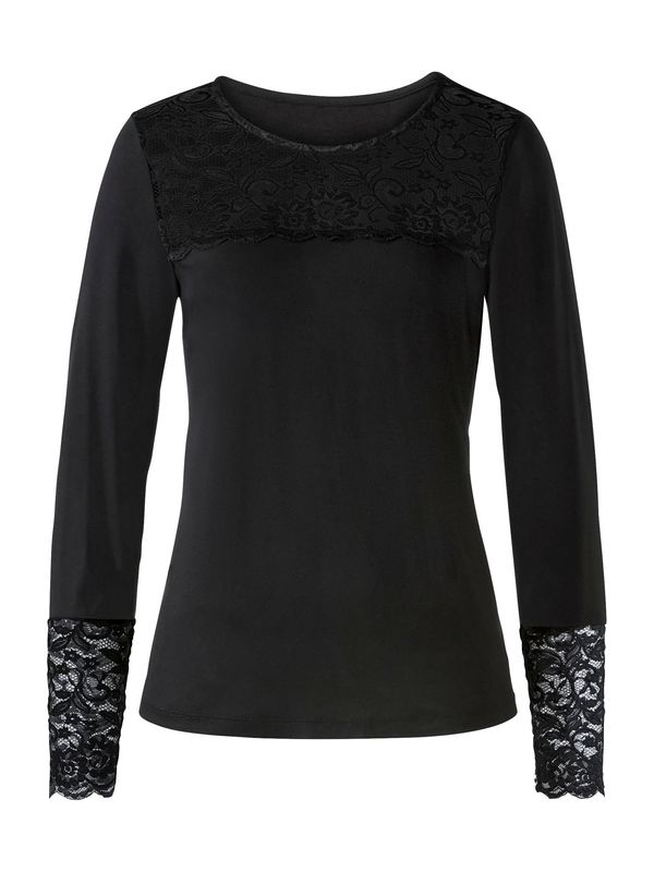 heine heine Тениска 'Spitzen'  черно