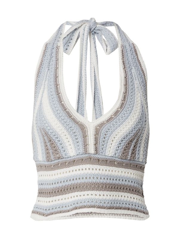 HOLLISTER HOLLISTER Плетен топ  светлосиньо / тъмносиво / бяло