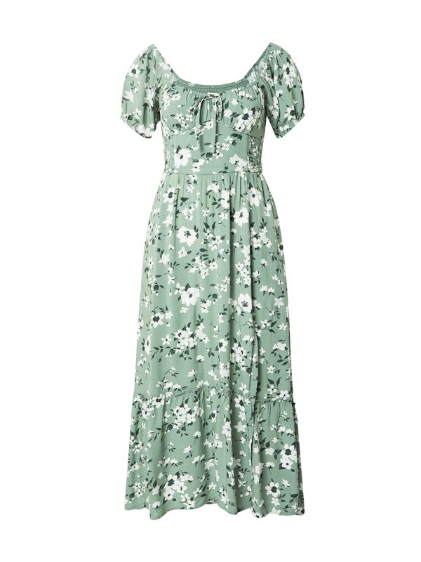 HOLLISTER HOLLISTER Рокля 'SOFIA FRANCHIS'  мента / тъмнозелено / бяло