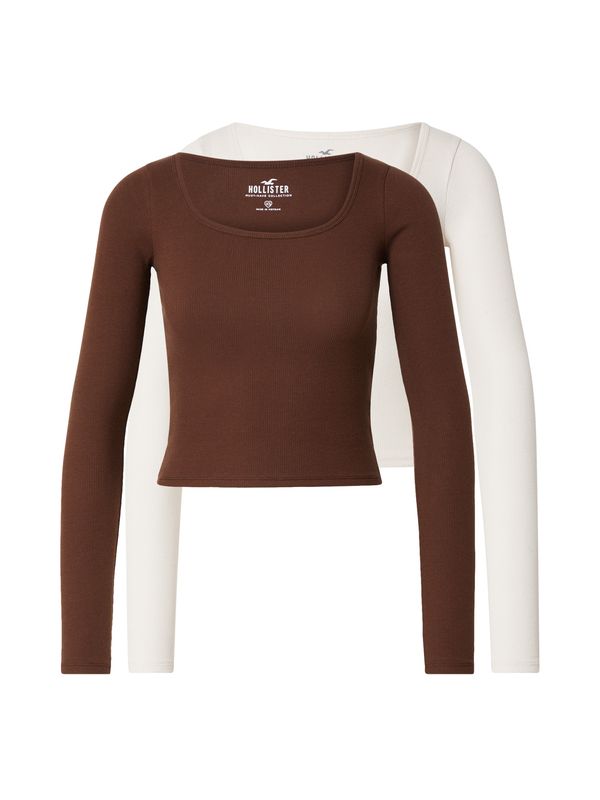 HOLLISTER HOLLISTER Тениска  кафяво / бяло