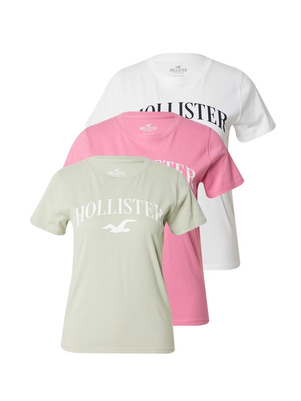 HOLLISTER HOLLISTER Тениска  пастелно зелено / светлорозово / черно / бяло