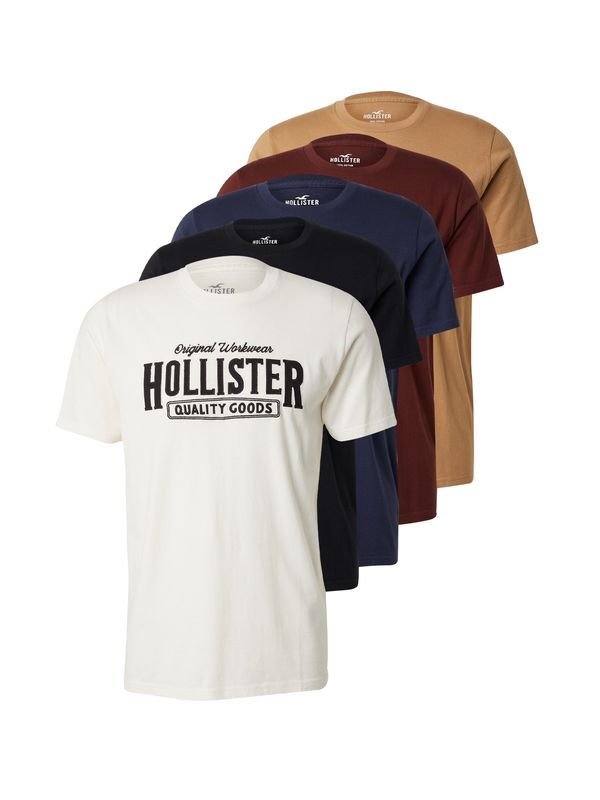 HOLLISTER HOLLISTER Тениска  тъмнобежово / нейви синьо / бордо / черно / бяло