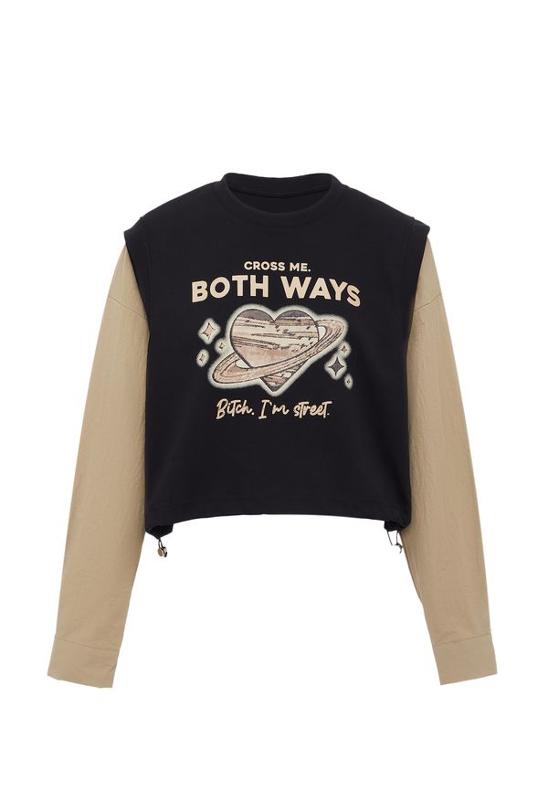 HOMEBASE HOMEBASE Суичър  бежово / цвят "пясък" / черно