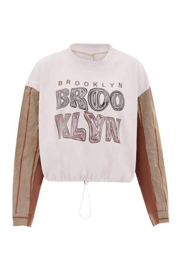 HOMEBASE HOMEBASE Суичър  бежово / кафяво / черно / бял памук