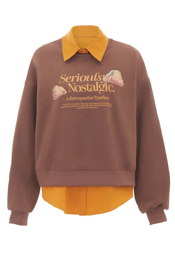 HOMEBASE HOMEBASE Суичър  бежово / кафяво / тъмнооранжево