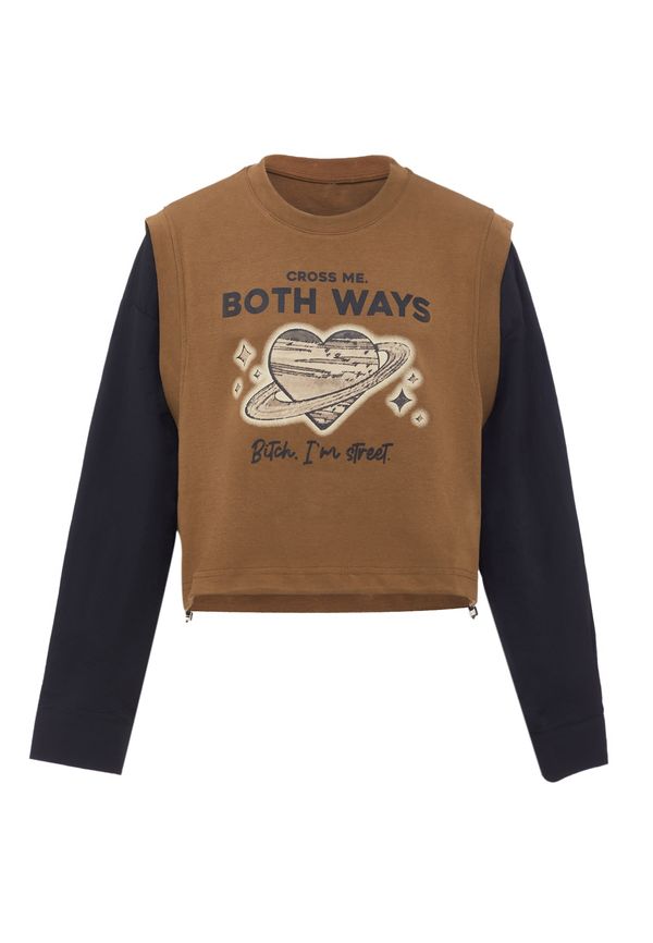 HOMEBASE HOMEBASE Суичър  кафяво / черно / бяло