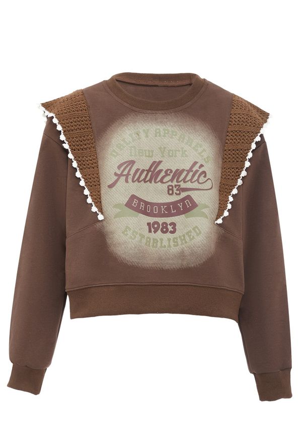 HOMEBASE HOMEBASE Суичър  кафяво / зелено / бяло