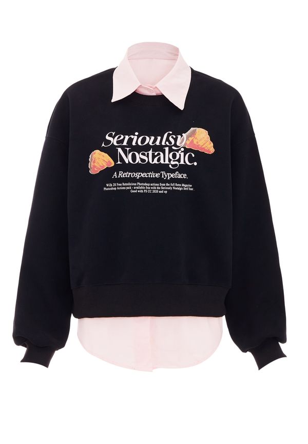 HOMEBASE HOMEBASE Суичър  оранжево / бледорозово / черно